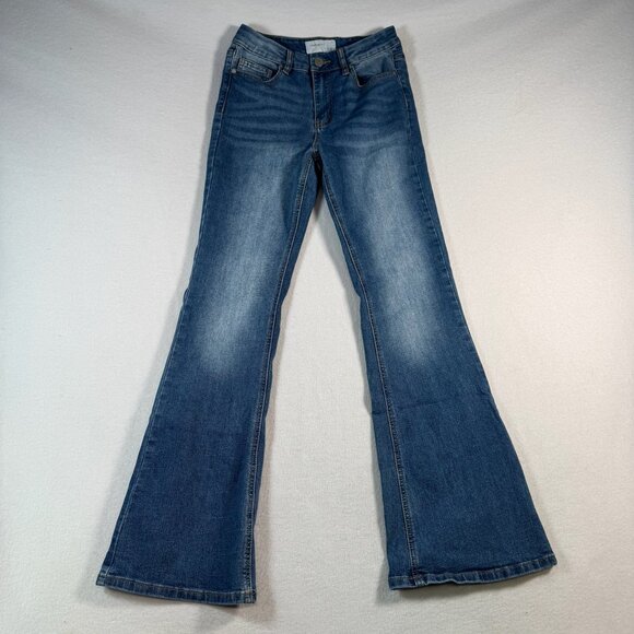 Banjara Jeans Women 26 Blue Flare Mid Rise Dark Wash - Picture 1 of 11